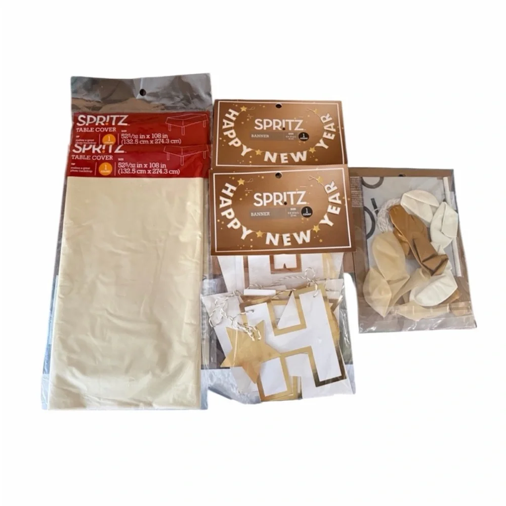 Spritz Gold & White New Years’ Party Decor Set. NEW